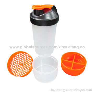 600mL Bodybuilding Shaker with Container for Powder, Made of PP and PENew